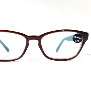 NOS Vintage +1.25 Reading Glasses Acetate Brown Jade Cat Eye AJ Morgan
